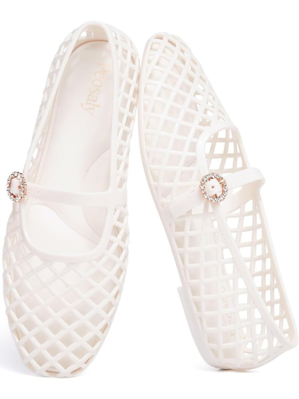 Women's All White Comfortable Slip on Pointed Toe Closed Toe Jelly Flat Shoes